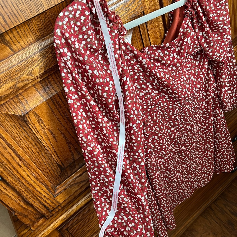 NWT Missguided Milkmaid Long Sleeve Fitted Smocked Bust Floral Mini Dress US 8